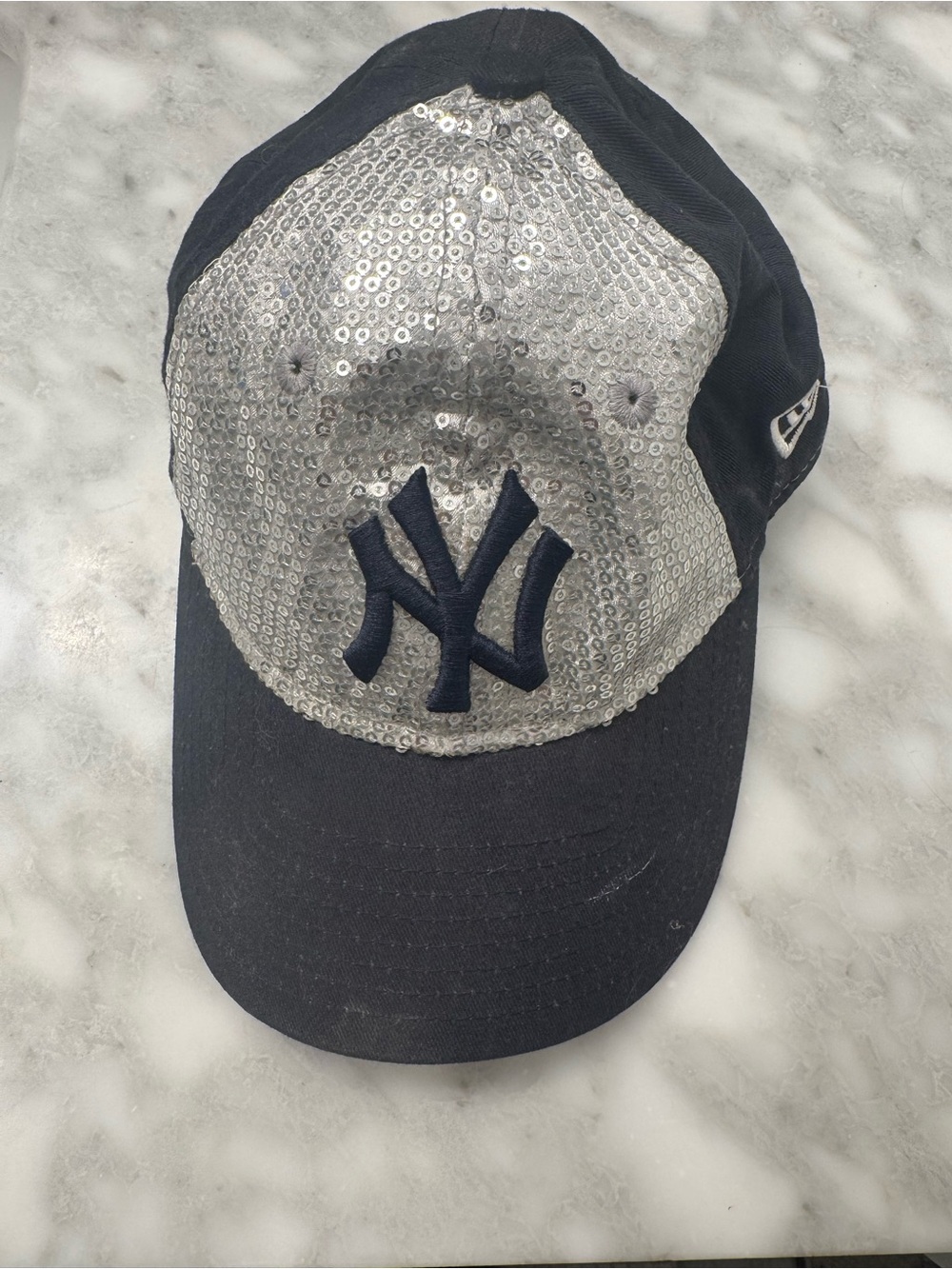 New Era Kids Navy and Silver Sequin NY Baseball Cap Yankees